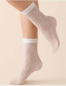 Тонкие носки с узором Gabriella 710 LOVIE 20 den белый, Цвет: белый, Размеры: UN