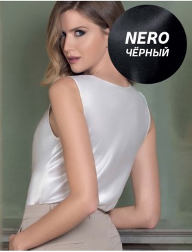 Чёрная майка из атласа Leilieve C8701 nero, Цвет: nero (черный), Размеры: L, изображение 2