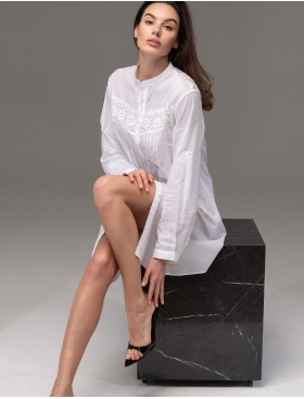 Удлиненная рубашка хлопок Mia-Amore ARGENTINA 1757, Цвет: бежевый+черный, Размеры: M, изображение 4