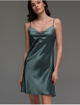 Шёлковая однотонная сорочка Mia-Amore EVANGELINA 4570, Цвет: зеленый, Размеры: M