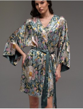 Короткий шёлковый халат Mia-Amore EVANGELINA 4573, Цвет: мультицвет, Размеры: L/XL