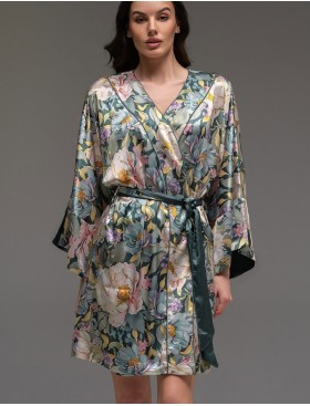 Короткий шёлковый халат Mia-Amore EVANGELINA 4573, Цвет: мультицвет, Размеры: L/XL, изображение 4