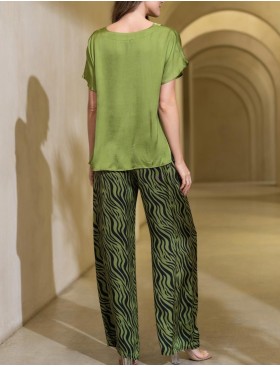 Шёлковый комплект с брюками-палаццо Mia-Amore IRMA 4156, Цвет: оливковый, Размеры: L, изображение 2