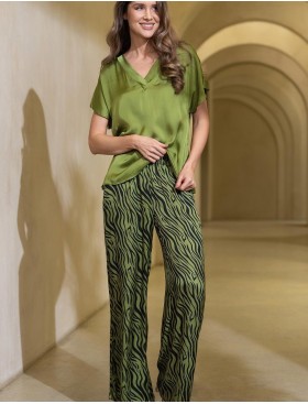 Шёлковый комплект с брюками-палаццо Mia-Amore IRMA 4156, Цвет: оливковый, Размеры: L, изображение 3