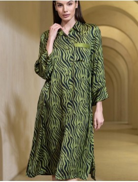 Удлиненная шёлковая рубашка Mia-Amore IRMA 4157, Цвет: оливковый, Размеры: 3XL, изображение 4