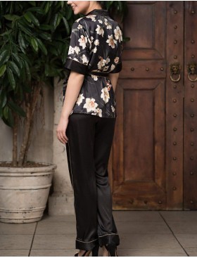 Шёлковая женская пижама Mia-Amore KAMELIA 3336, Цвет: черный, Размеры: 3XL, изображение 2