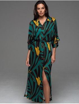 Длинный халат-рубашка Mia-Amore MALACHITE 5539, Цвет: мультиколор, Размеры: 4XL/5XL