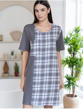 Домашняя туника из фланели Mia-Amore Mr&Mrs SMITH 5101 серо-голубой, Цвет: серо-голубой, Размеры: M