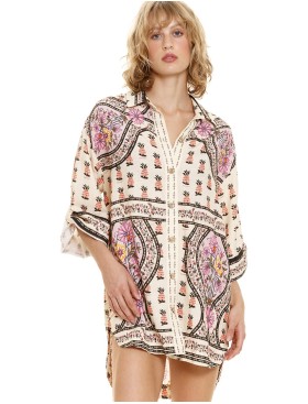 Пляжная туника-рубашка Agua Bendita 12823 CHRISSY AGUJA, Цвет: белый, Размеры: S