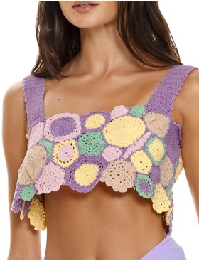 Ажурный топ Agua Bendita 13168 TANIT KORIN, Цвет: сиреневый, Размеры: L, изображение 2