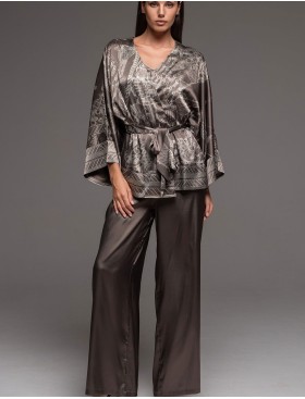 Шёлковый комплект-тройка Mia-Amore AISHA 4315, Цвет: шоколад, Размеры: 5XL