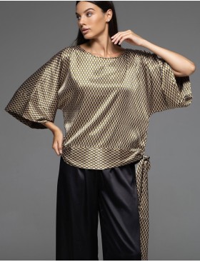 Атласный брючный комплект Mia-Amore INNA 7525, Цвет: мультколор, Размеры: XL