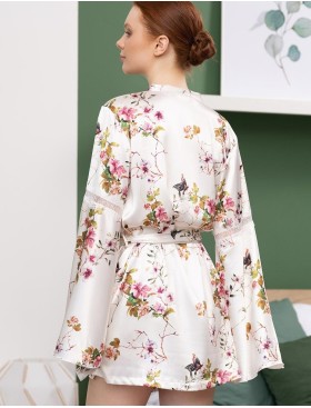 Укороченный шёлковый халат Mia-Amore VIKKI 4624, Цвет: молочный, Размеры: L/XL, изображение 2