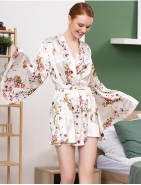 Укороченный шёлковый халат Mia-Amore VIKKI 4624, Цвет: молочный, Размеры: L/XL, изображение 4