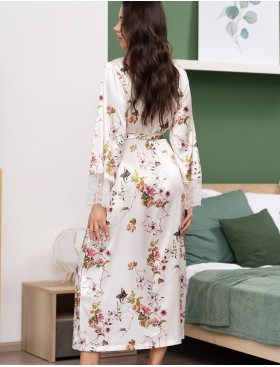 Длинный шёлковый халат Mia-Amore VIKKI 4629, Цвет: молочный, Размеры: 4XL/5XL, изображение 2