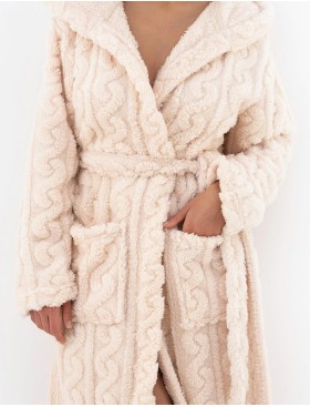 Тёплый халат с капюшоном Sensis ARIANA, Цвет: персиковый, Размеры: M, изображение 4