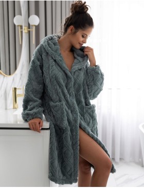 Тёплый халат на пуговицах Sensis GRETHEN, Цвет: изумрудный, Размеры: S/M