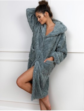 Тёплый халат на пуговицах Sensis GRETHEN, Цвет: изумрудный, Размеры: S/M, изображение 2