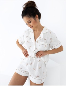Хлопковая пижама с шортами Sensis NASTIA, Цвет: белый, Размеры: L, изображение 3