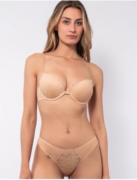 Комплект Sielei ANIMALIER 77347 пуш-ап + бразилиана skin, Цвет: skin (бежевый), Размеры: 70B