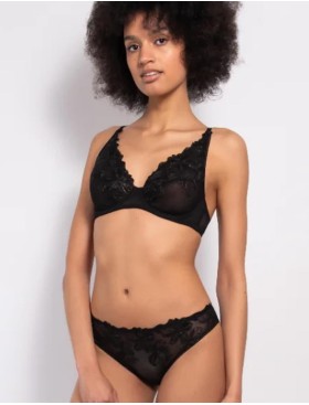 Комплект Sielei LACE PLUMETIS 77405 мягкая чашка + слипы nero, Цвет: nero (черный), Размеры: 95C