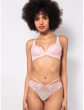 Комплект Sielei LACE PLUMETIS 77427 балконет + бразилиана cipria, Цвет: cipria (пудровый), Размеры: 75B