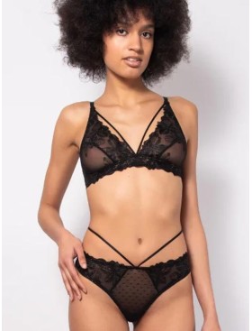 Комплект Sielei LACE PLUMETIS 77467 триангул + бразилиана nero, Цвет: nero (черный), Размеры: 75B