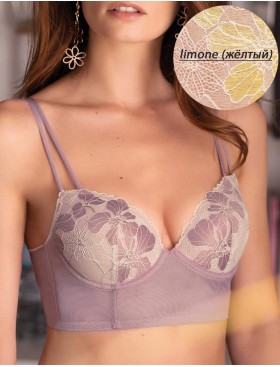 Комплект Sielei SHINE FLOWER 7714+7717 бюстье + танга limone, Цвет: limone (жёлтый), Размеры: 80B, изображение 4