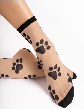 Носки с узором Fiore 1192/G PAWPAW 20 den телесный/чёрный, Цвет: телесный/чёрный, Размеры: UN