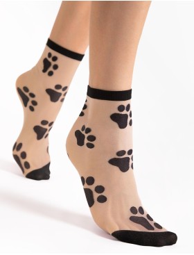 Носки с узором Fiore 1192/G PAWPAW 20 den телесный/чёрный, Цвет: телесный/чёрный, Размеры: UN, изображение 2