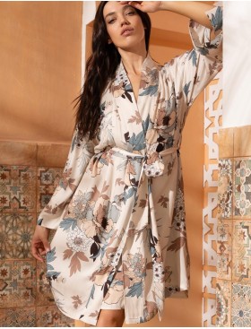 Короткий халат из шелковистой вискозы Mia-Amore IVIAN 5423, Цвет: пудра, Размеры: L/XL