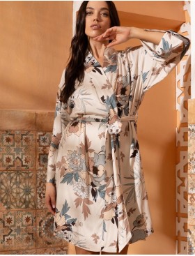 Короткий халат из шелковистой вискозы Mia-Amore IVIAN 5423, Цвет: пудра, Размеры: L/XL, изображение 4