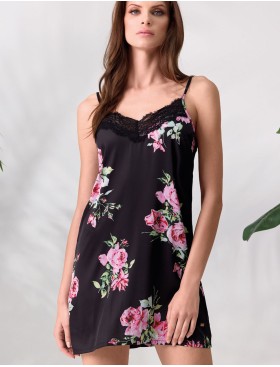 Атласная сорочка с цветами Lormar LOOK 632561CO nero, Цвет: nero (черный), Размеры: L