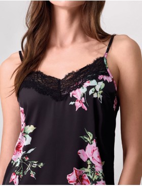 Атласная сорочка с цветами Lormar LOOK 632561CO nero, Цвет: nero (черный), Размеры: L, изображение 2