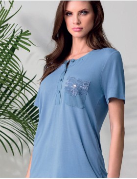 Сорочка с коротким рукавом Lormar SATEN 631328CO zucchero, Цвет: zucchero (сине-голубой), Размеры: 2XL