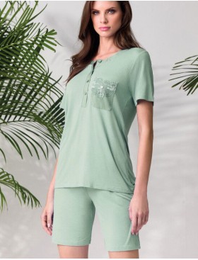 Пижама с шортами Lormar SATEN 651327CO giada, Цвет: giada (зеленый), Размеры: M