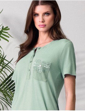 Пижама с шортами Lormar SATEN 651327CO giada, Цвет: giada (зеленый), Размеры: M, изображение 2