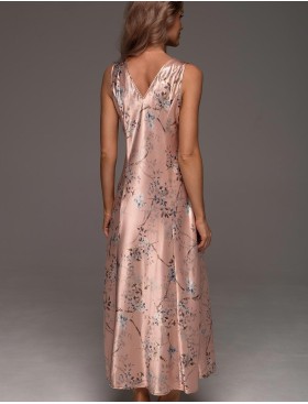 Длинная шёлковая сорочка Mia-Amore FIORA 4634, Цвет: персиковый, Размеры: 3XL, изображение 2