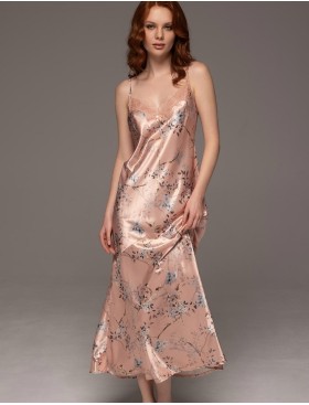 Шёлковая сорочка на бретелях Mia-Amore FIORA 4638, Цвет: персиковый, Размеры: M