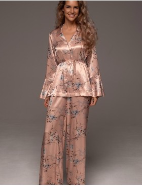 Шёлковая пижама с брюками Mia-Amore FIORA 4646, Цвет: персиковый, Размеры: L