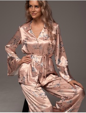 Шёлковая пижама с брюками Mia-Amore FIORA 4646, Цвет: персиковый, Размеры: L, изображение 4