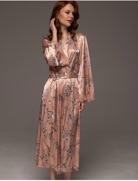 Длинный запашной халат Mia-Amore FIORA 4649, Цвет: персиковый, Размеры: 2XL/3XL, изображение 3
