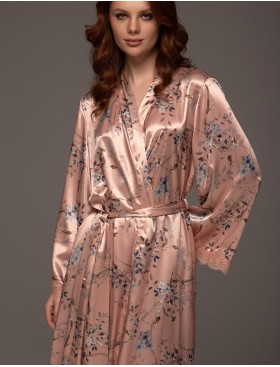 Длинный запашной халат Mia-Amore FIORA 4649, Цвет: персиковый, Размеры: 2XL/3XL