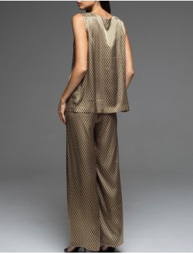 Атласный брючный комплект Mia-Amore INNA 7526, Цвет: мультколор, Размеры: L, изображение 3