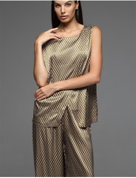 Атласный брючный комплект Mia-Amore INNA 7526, Цвет: мультколор, Размеры: L