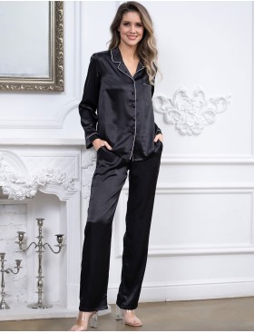 Атласная пижама с брюками Mia-Mella JULIA 8736 черно-белый, Цвет: черно-белый, Размеры: XL