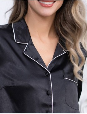 Атласная пижама с брюками Mia-Mella JULIA 8736 черно-белый, Цвет: черно-белый, Размеры: XL, изображение 4