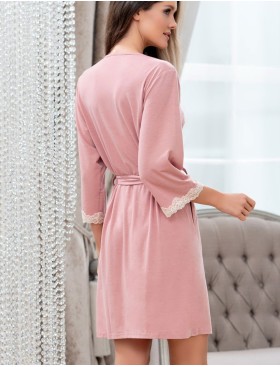 Домашний трикотажный халат Mia-Amore MARIA 1723 пудра, Цвет: пудра, Размеры: 2XL/3XL, изображение 2