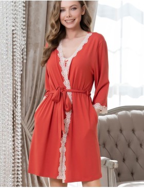 Домашний трикотажный халат Mia-Amore MARIA 1723 терракот, Цвет: терракот, Размеры: XS, изображение 4