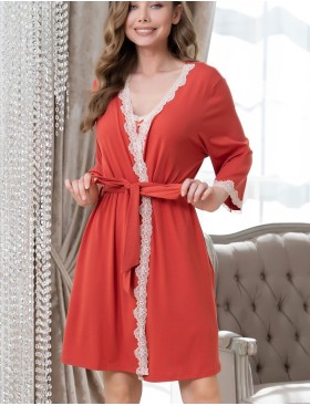 Домашний трикотажный халат Mia-Amore MARIA 1723 терракот, Цвет: терракот, Размеры: XS